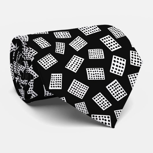 Cravate Rectangles Abstraites 081122 - Blanc sur noir (Roulé)