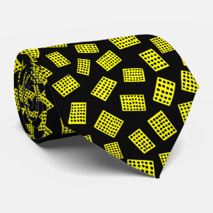 Cravate Rectangles Abstraits 081122 - Jaune sur Noir