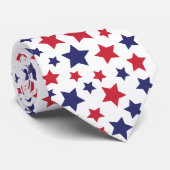 Cravate Red and Blue Stars, 4th of July, White Background (Roulé)