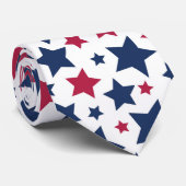 Cravate Red and Blue Stars - motif de drapeau américain (Roulé)