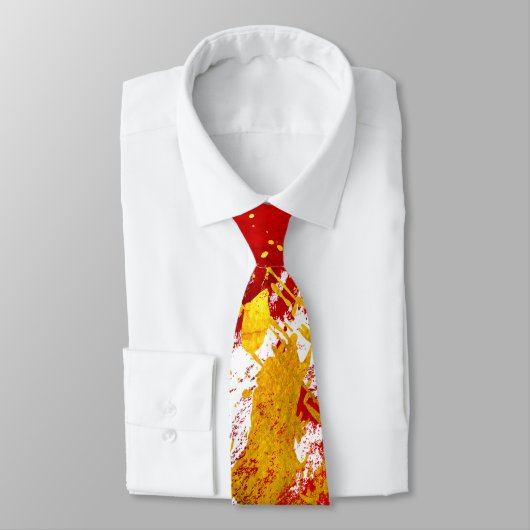 Cravate Red and Gold Abstract Strokes (Attaché)