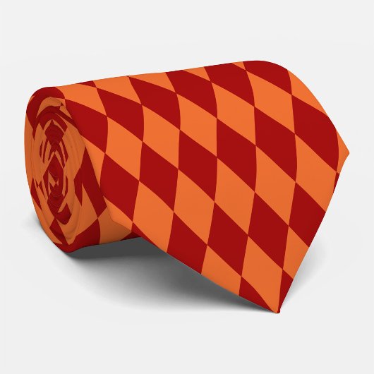 Cravate Red and Orange Harlequin Checkered Design 
