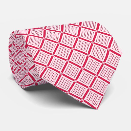 Cravate Red and white geometric checkered pattern retro    (Roulé)