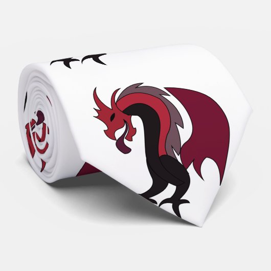 Cravate Red Black Dragon Mythical Creature (Roulé)