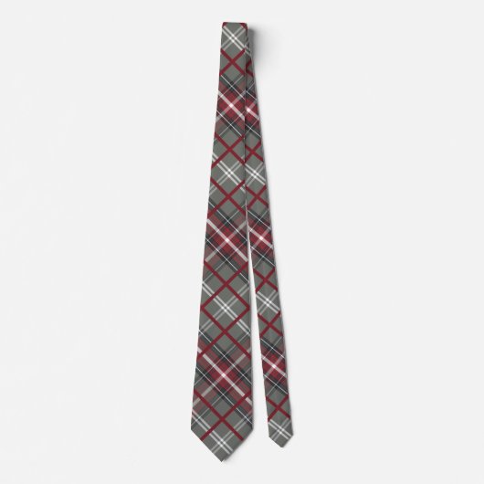 Cravate Red Black Grey Plaid Striped Diagonal Pattern (Devant)