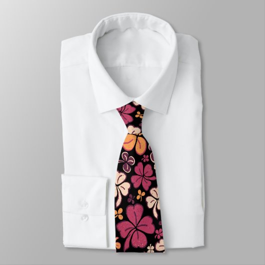 Cravate Red Black Lucky Shamrock Clover St Patrick`s Day (Attaché)