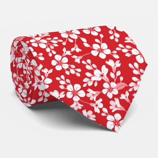 Cravate Red cute little floral pattern (Roulé)