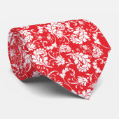 Cravate Red Floral Pattern Custom Necktie (Roulé)