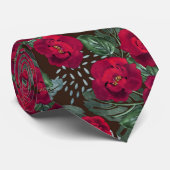 Cravate Red flowers, watercolor floral pattern. (Roulé)
