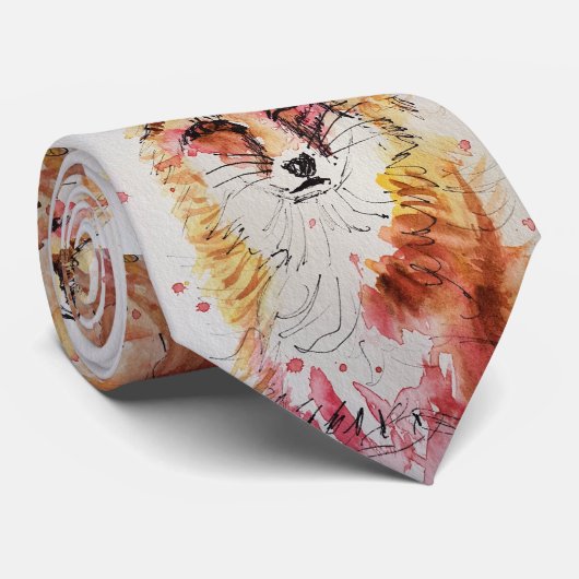 Cravate Red Fox Cute Aquarelle Renards Chaussettes d'art (Roulé)