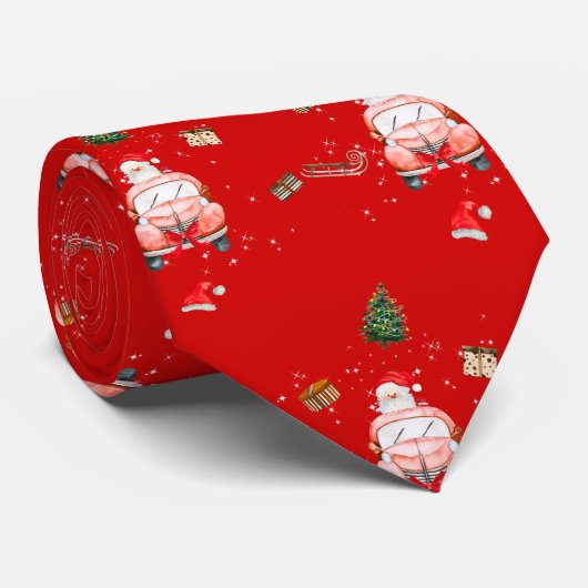 Cravate Red funny Happy Santa Christmas gift for husband (Roulé)