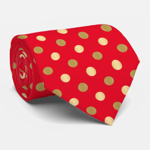 Cravate Red & Gold Polka Dots Seamless Pattern