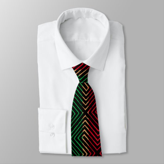 Cravate  red green black Tribal Maze Mud Cloth Pattern (Attaché)