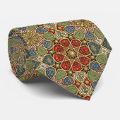 Cravate Red Green Blue Faux Gold Motif d'art arabe (Roulé)