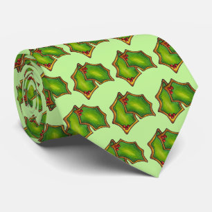 Cravate Red Green Holly Leaf Noël Noël Noël Noël Noël Noël
