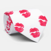 Cravate Red Lips Kiss Lipstick Baisers Saint Valentin (Roulé)