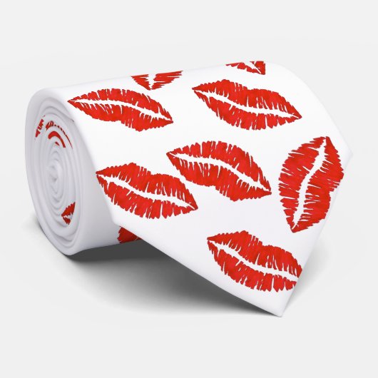 Cravate Red Lips Lipstick Kiss Me Imprimer Saint-Valentin (Roulé)