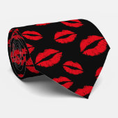 Cravate Red Lips Motif moderne Noir (Roulé)