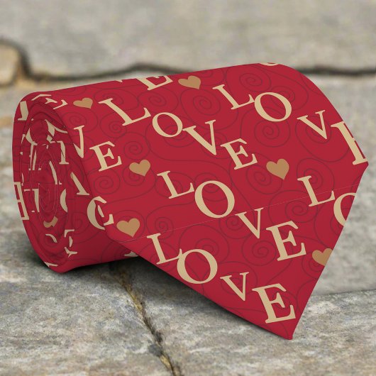 Cravate Red Love Heart Motif Valentine's Day Moderne