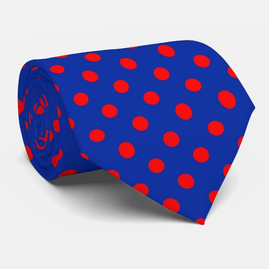 Cravate Red On Blue Polka Dots Pattern Design 