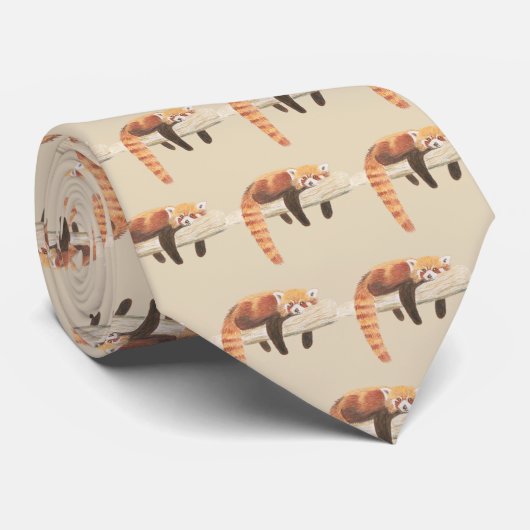 Cravate Red Panda pour hommes (Roulé)