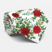 Cravate Red Peony et Rose Floral Mariage (Roulé)