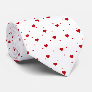 Cravate Red Valentines Hearts Pattern On White