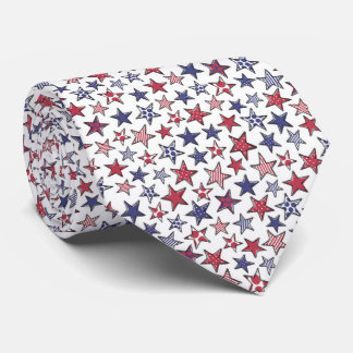 Cravate Red White and Blue Stars America Patriotic