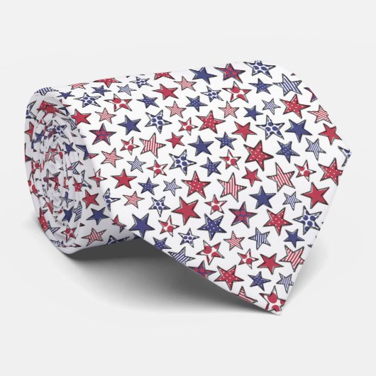 Cravate Red White and Blue Stars America Patriotic   (Roulé)