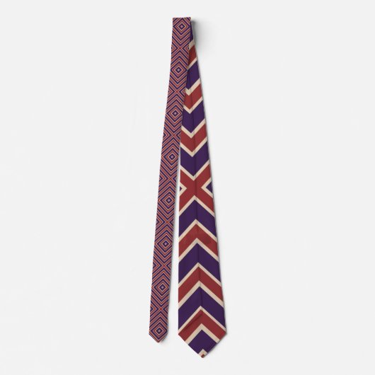 Cravate Red White And Purple Striped Diamond Pattern  (Dos)