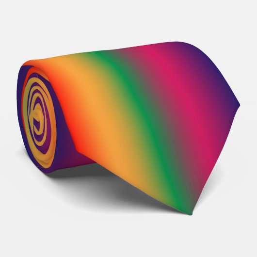 Cravate Red yellow green pink violet gradient (Roulé)