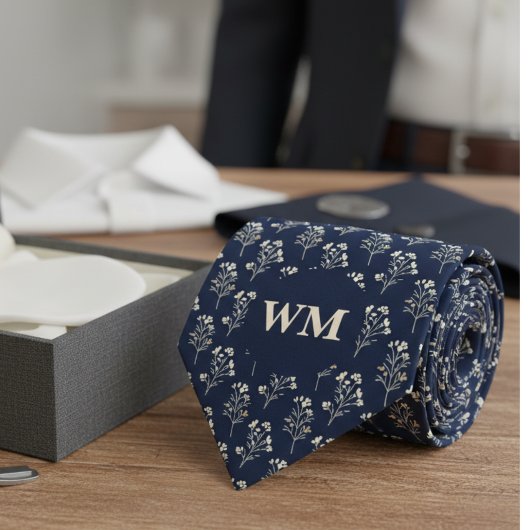 Cravate Refined Wildflower Monogram – Men’s Wedding