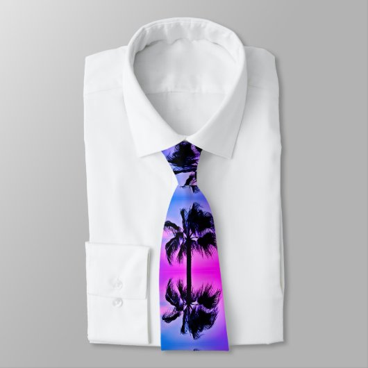 Cravate Réflexions tropicales sur les palmiers à la Cravat (Attaché)