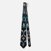 Cravate Regal Geometry - negro, gris, verde, oro (Devant)