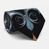 Cravate Regal Geometry - negro, gris, verde, oro (Roulé)