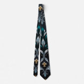 Cravate Regal Geometry - negro, gris, verde, oro (Dos)