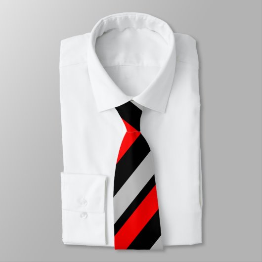 Cravate régimentaire rouge noir et argent (Attaché)