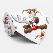 Cravate Reindeer Puzzled drôle Caractère de Noël (Roulé)
