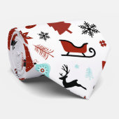 Cravate Reindeer Sleigh Christmas Pine Trees (Roulé)