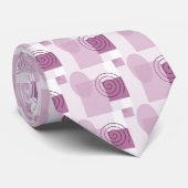 Cravate Remous de mod d'années '60 rétro et motifs mauve (Roulé)