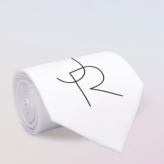 Cravate Remplacement des initiales | Noir en blanc