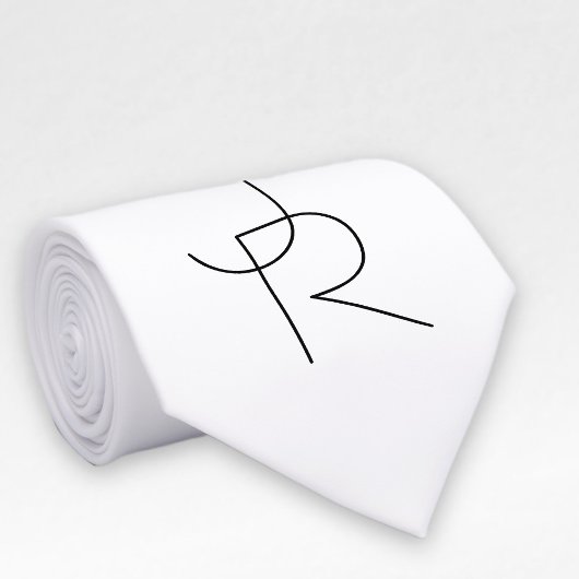Cravate Remplacement des initiales | Noir en blanc