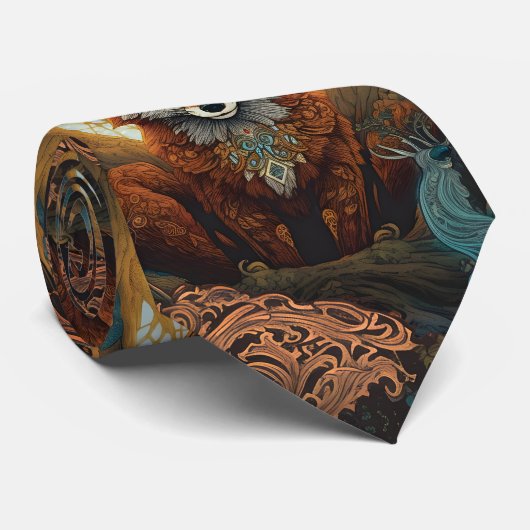 Cravate Renard celtique juif magique et Lune (Roulé)