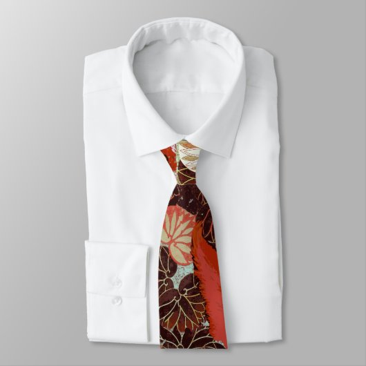 CRAVATE RENARDS ROUGES PARMI LE FEUILLE ET LE FEUILLAGE (Attaché)