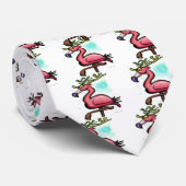 Cravate Renne de Noël de Flamant rose (Roulé)