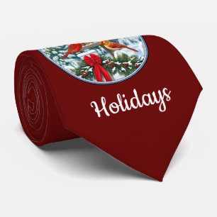 Cravate Repas de Noël des cardinaux bleu