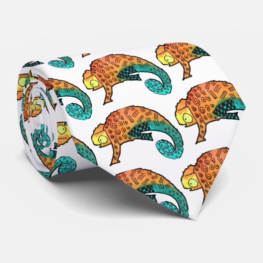 Cravate Reptile d'encre de caméléon (Roulé)