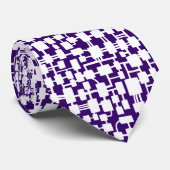 Cravate Réseau Abstrait - Blanc sur violet profond 330066 (Roulé)
