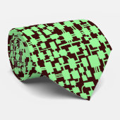 Cravate Réseau Abstrait - Vert Menthe sur Marron Foncé 330 (Roulé)
