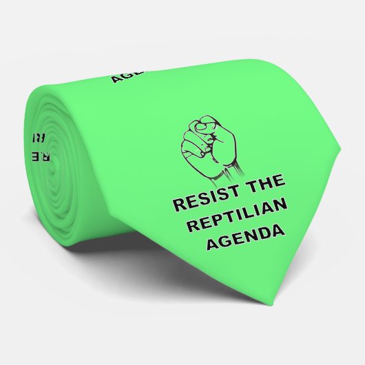 Cravate Résistez à l'Agenda Reptilien Vert (Roulé)